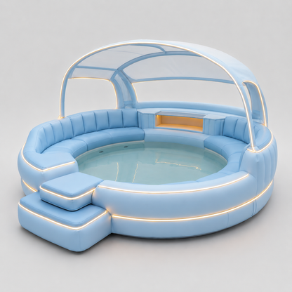 Luxury Inflatable Spa with Canopy and Ambient Lighting