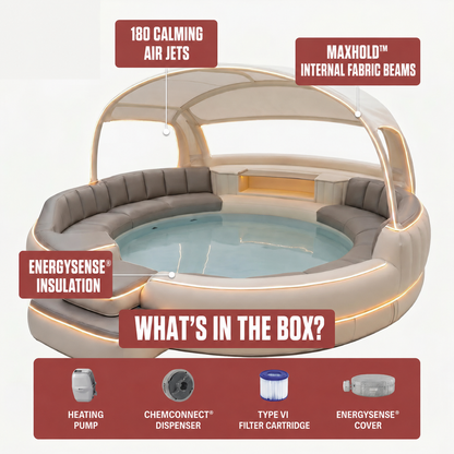 Luxury Inflatable Spa with Canopy and Ambient Lighting