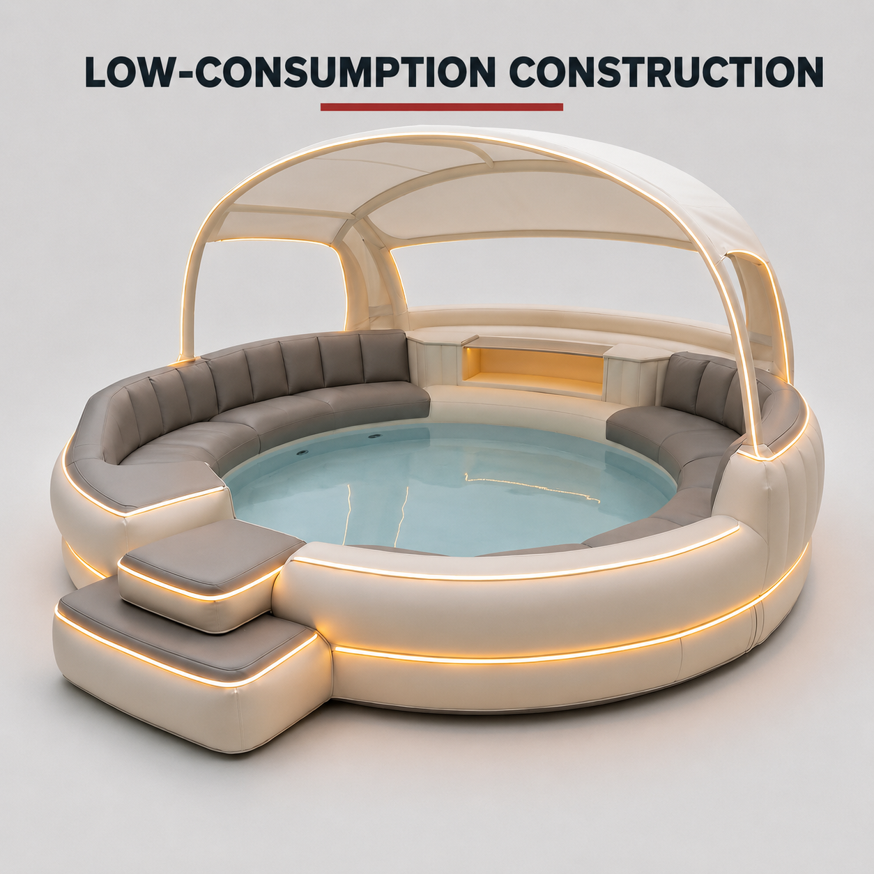 Luxury Inflatable Spa with Canopy and Ambient Lighting
