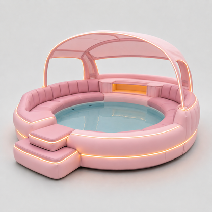 Luxury Inflatable Spa with Canopy and Ambient Lighting