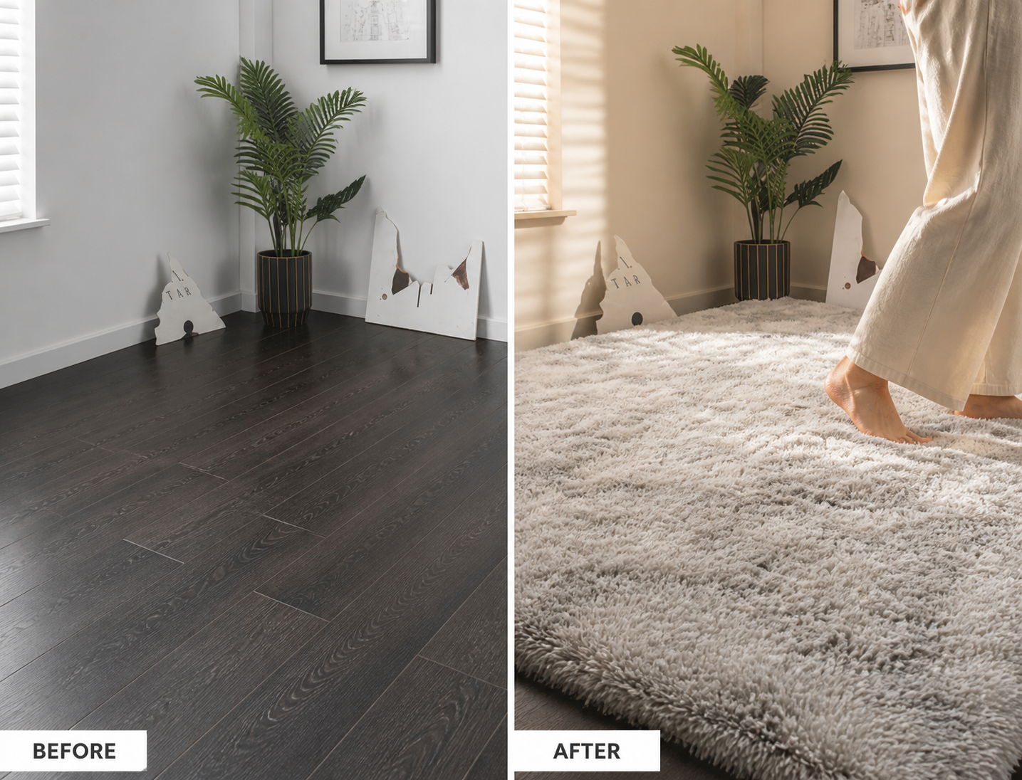 Gray Plush Anti-Slip Rug