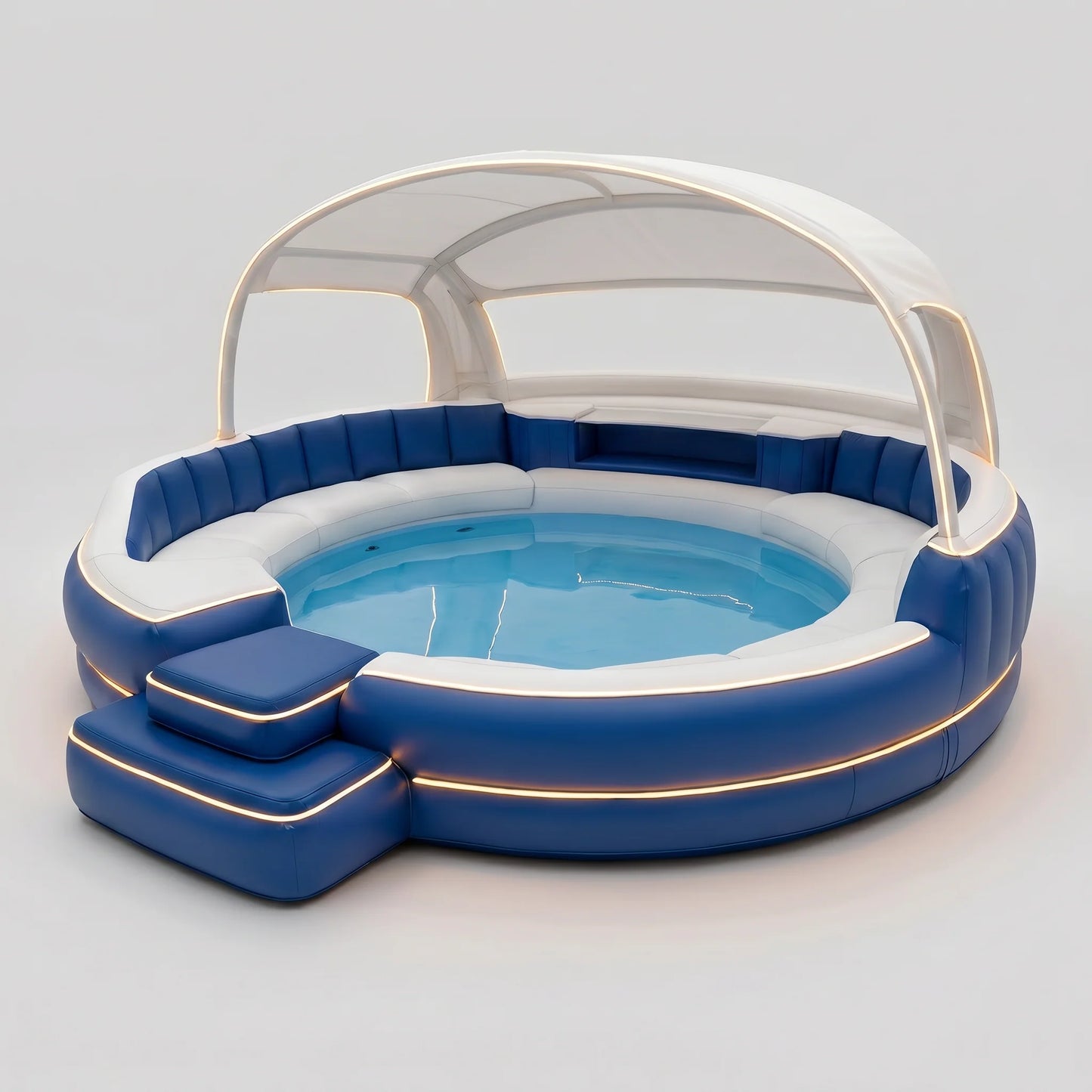 Luxury Inflatable Spa with Canopy and Ambient Lighting